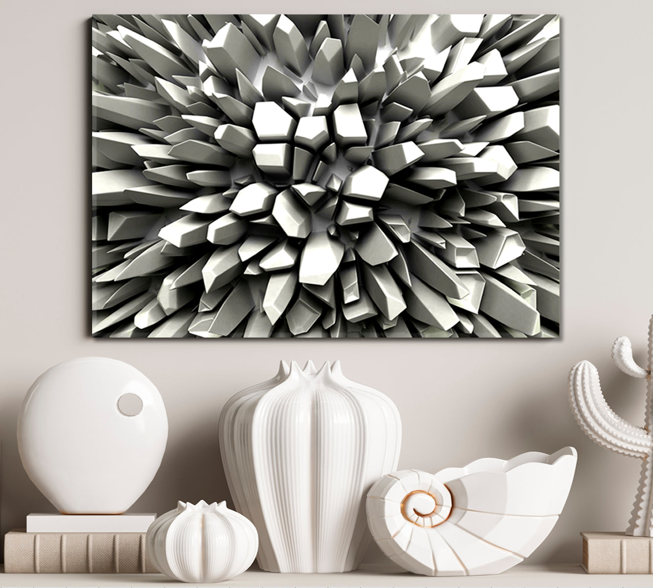 Abstract Three-dimension Crystallized Rays 3D Effect Shapes Poster Abstract Art Print Artesty   