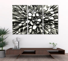 Abstract Three-dimension Crystallized Rays 3D Effect Shapes Poster Abstract Art Print Artesty 3 panels 36" x 24" 