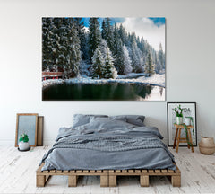 Snowy Pine Trees Poster Scenery Landcape Artesty   