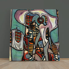 INSPIRED BY PICASSO Surreal Portrait Modern Abstraction Cubism Contemporary Art Artesty 1 Panel 12"x12" 