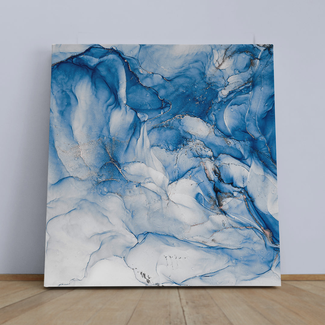 Swirls of Marble Fantastic Pattern of Colors and Paint - Square Fluid Art, Oriental Marbling Canvas Print Artesty   