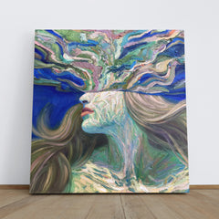 CONTEMPORARY Underwater Wave Ripple of Water Woman | Square Fine Art Artesty 1 Panel 12"x12" 