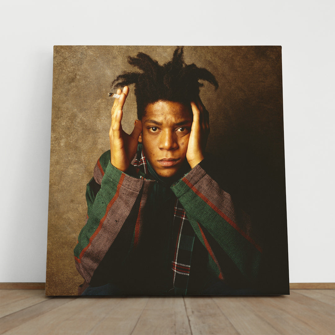 Jean Michel Basquiat Portrait  - Square Panel Celebs Canvas Print Artesty 1 Panel 12"x12" 