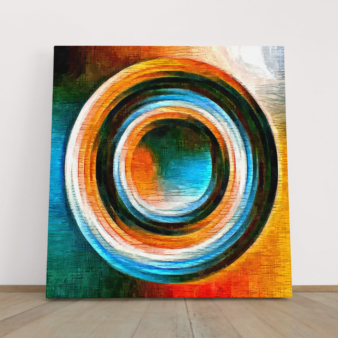 CIRCLE Colored Lines Abstract Shapes Modern Art Minimalist Canvas Pritn Home Décor Artesty 1 Panel 12"x12" 
