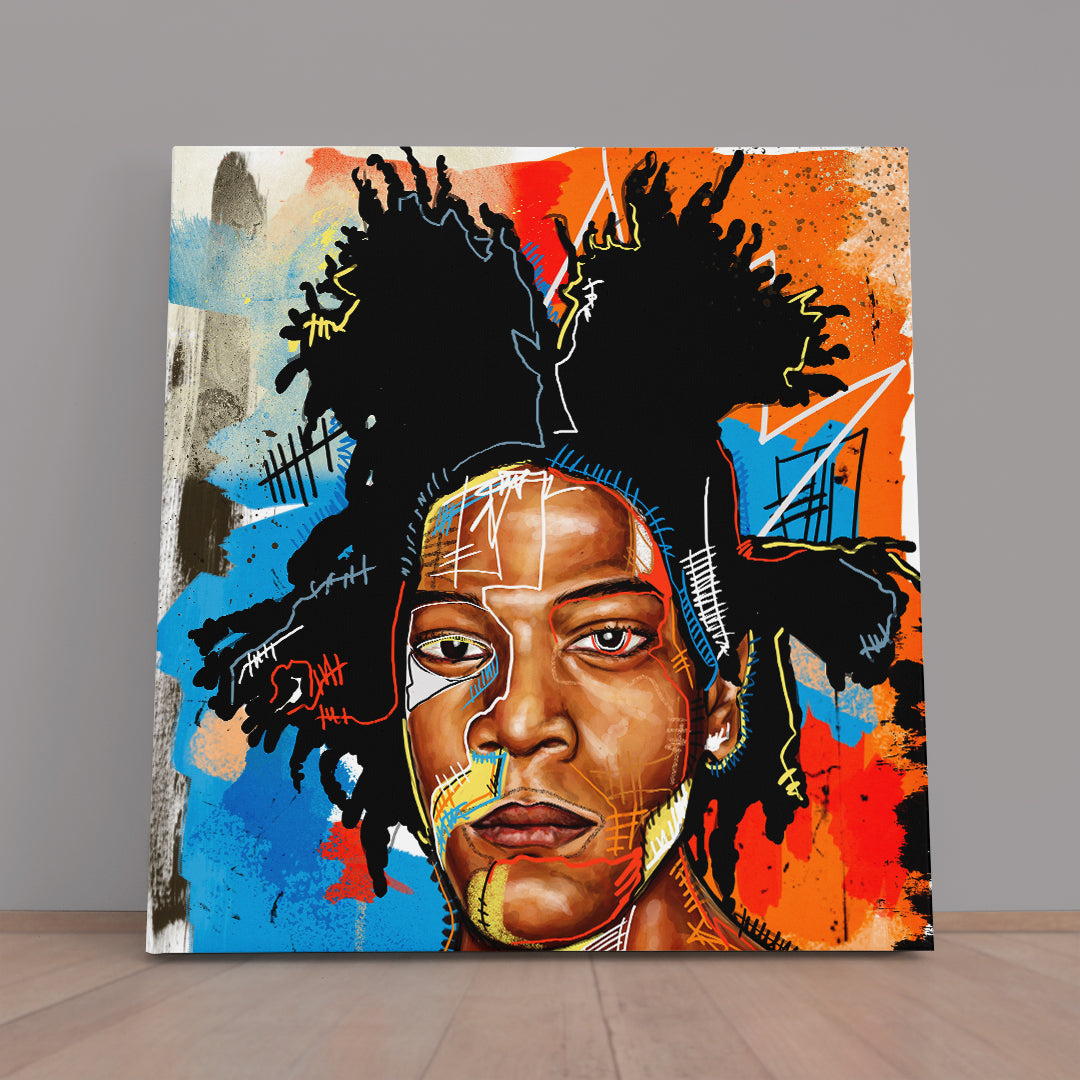 Jean Michel Basquiat Portrait Street Art Graffiti - Square Panel Contemporary Art Artesty 1 Panel 12"x12" 