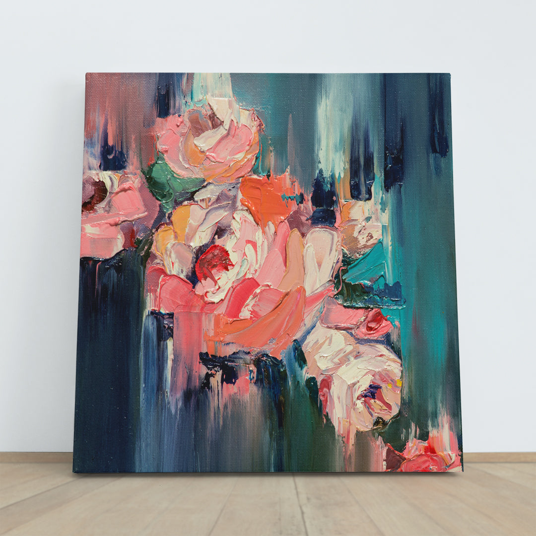 COLORFUL FLOWERS Floral Abstraction - Square Panel Fine Art Artesty   