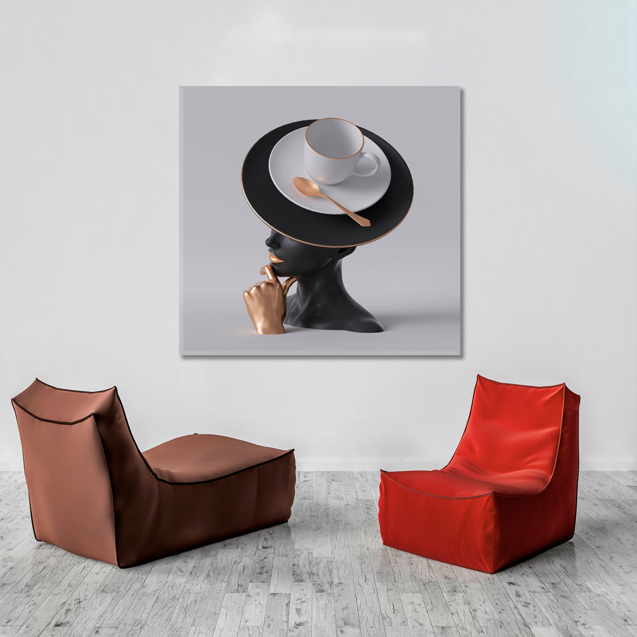 TEA PARTY Black Lady Unusual Hat Fashion Concept Poster Fashion Canvas Print Artesty   