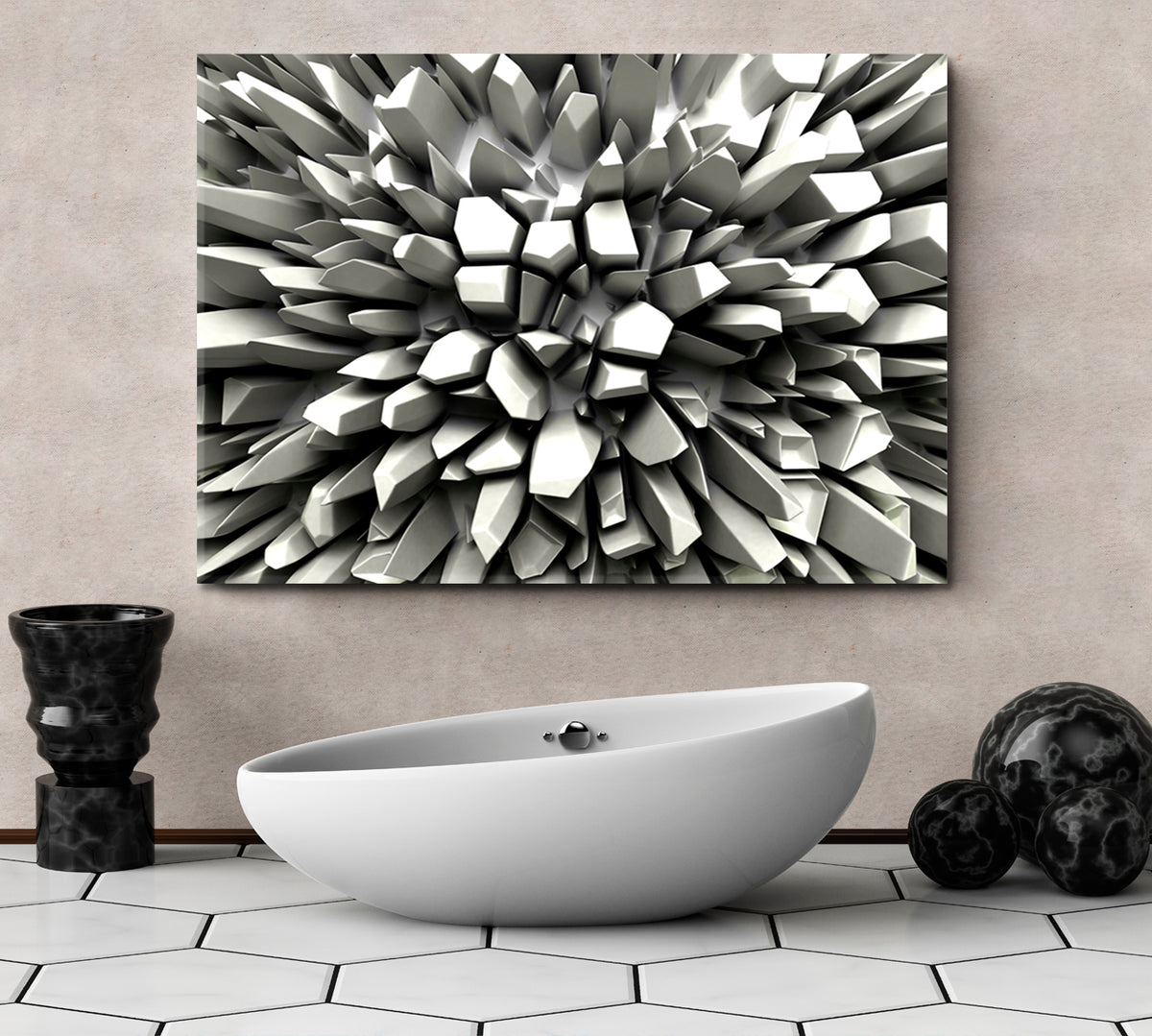 Abstract Three-dimension Crystallized Rays 3D Effect Shapes Poster Abstract Art Print Artesty 1 panel 24" x 16" 