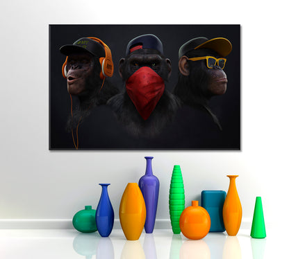 Three Wise Monkeys See No Evil Hear No Evil Speaks no Evil Animals Canvas Print Artesty   