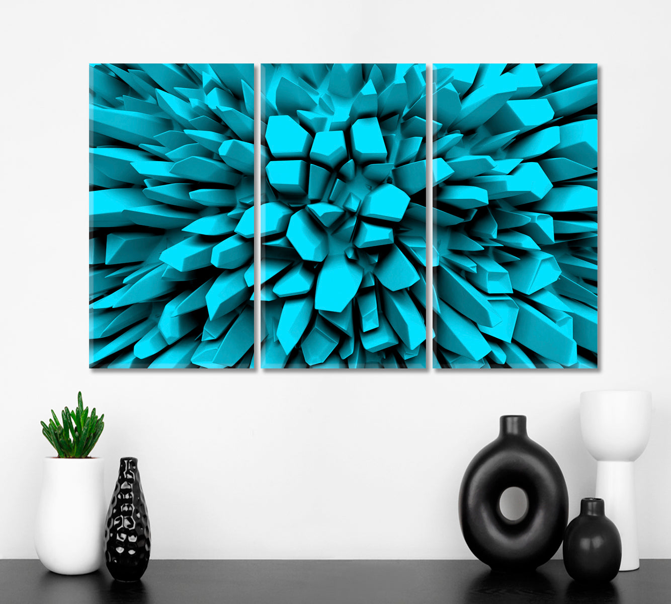 Turquoise Abstract Three-dimension Rays 3D Effect Shapes Poster Abstract Art Print Artesty   