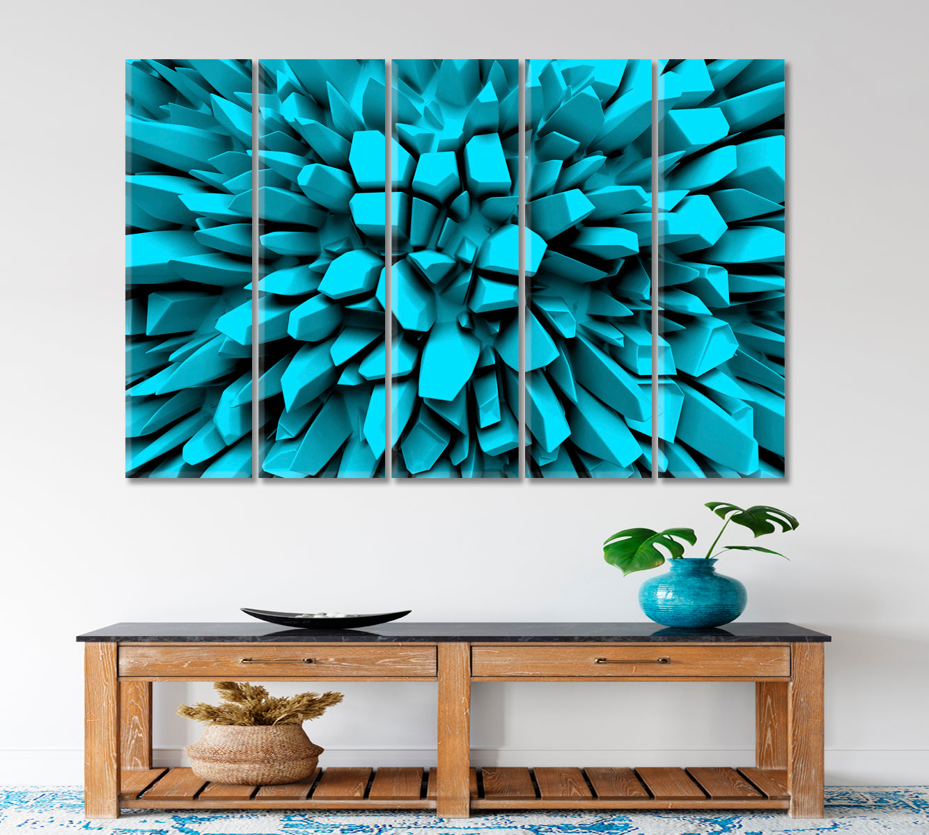 Turquoise Abstract Three-dimension Rays 3D Effect Shapes Poster Abstract Art Print Artesty   