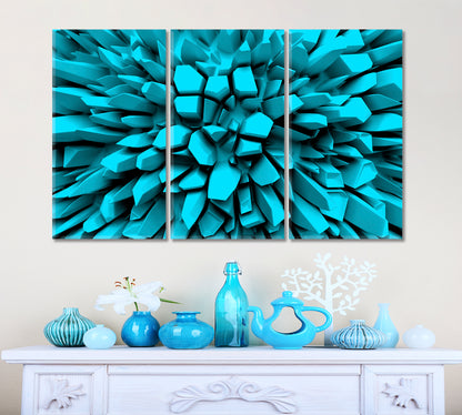 Turquoise Abstract Three-dimension Rays 3D Effect Shapes Poster Abstract Art Print Artesty   