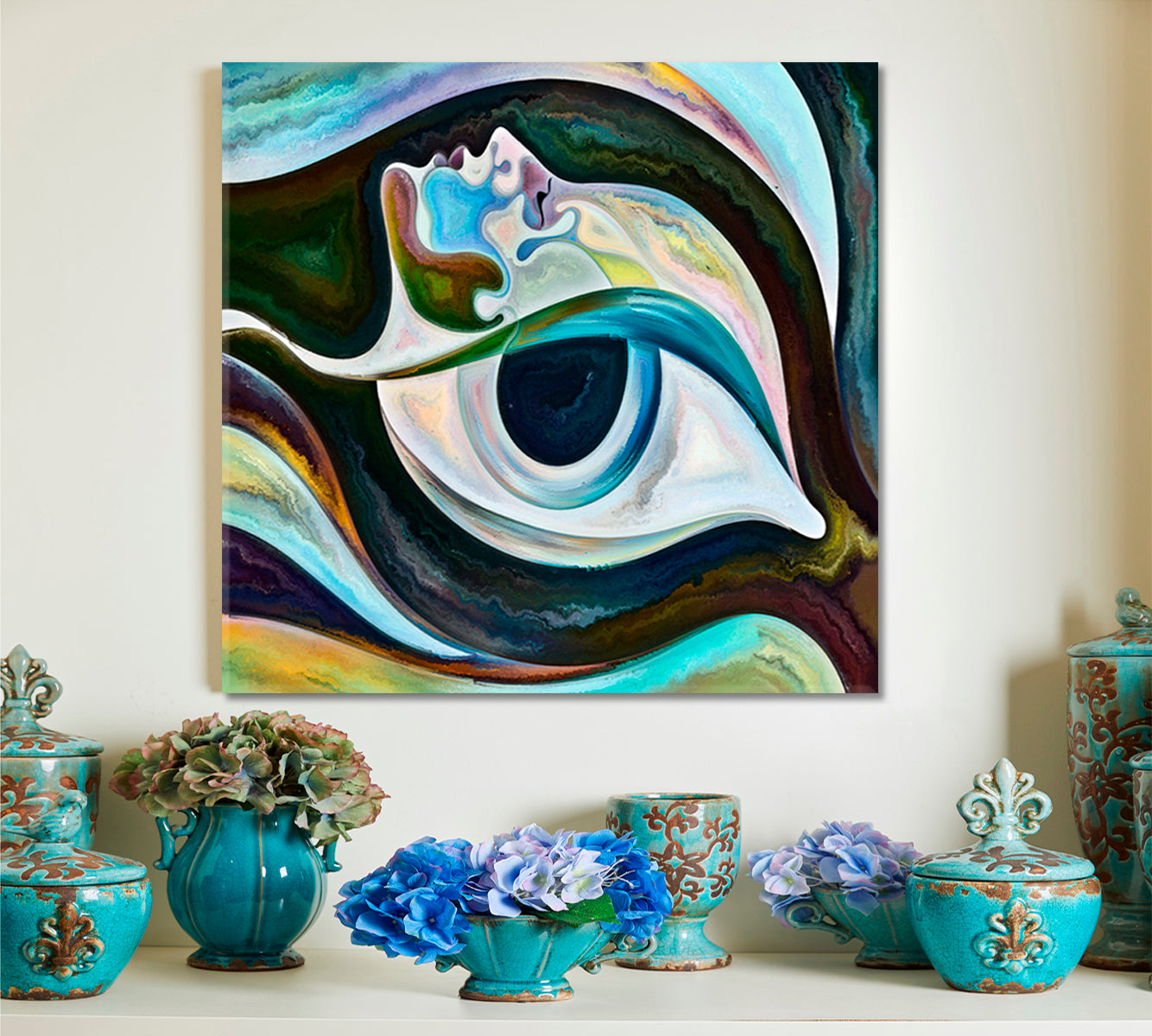 EVIL EYE Vibrant Patterns Contemporary Art - Square Panel Contemporary Art Artesty   