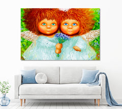 KID'S ART Two Cute Little Girls Shaggy Red Hair Kids Room Canvas Art Print Artesty   