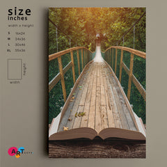 MAJESTIC LANDSCAPE Suspension Bridge Misty Forest | Vertical Scenery Landscape Fine Art Print Artesty 1 Panel 16"x24" 