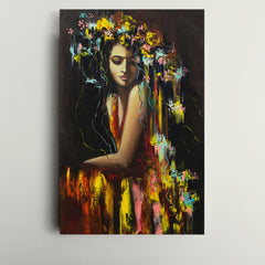 PERSEPHONE Ancient Goddess Fantasy Portrait Beautiful Woman Flowers | Vertical Fine Art Artesty 1 Panel 16"x24" 