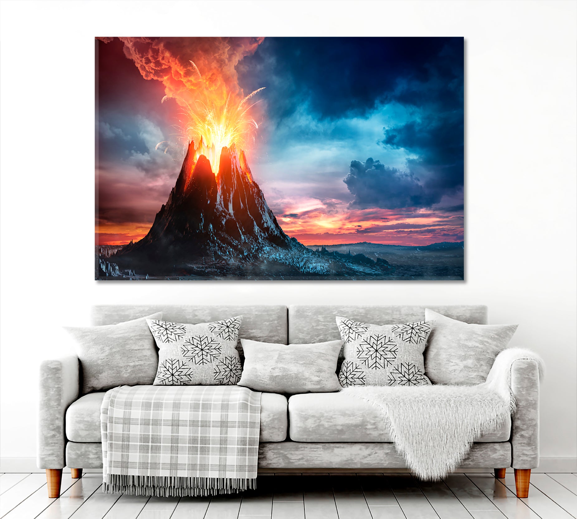 Volcanic Mountain in Eruption Scenery Landscape Fine Art Print Artesty 1 panel 24" x 16" 