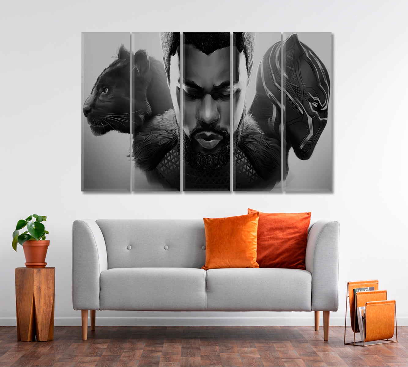 BLACK PANTHER Wakanda Forever B W Art Celebs Canvas Print Artesty   