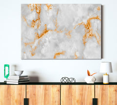 White Marble With Golden Veins Poster Fluid Art, Oriental Marbling Canvas Print Artesty   