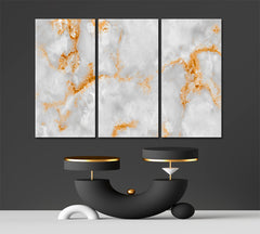 White Marble With Golden Veins Poster Fluid Art, Oriental Marbling Canvas Print Artesty 3 panels 36" x 24" 