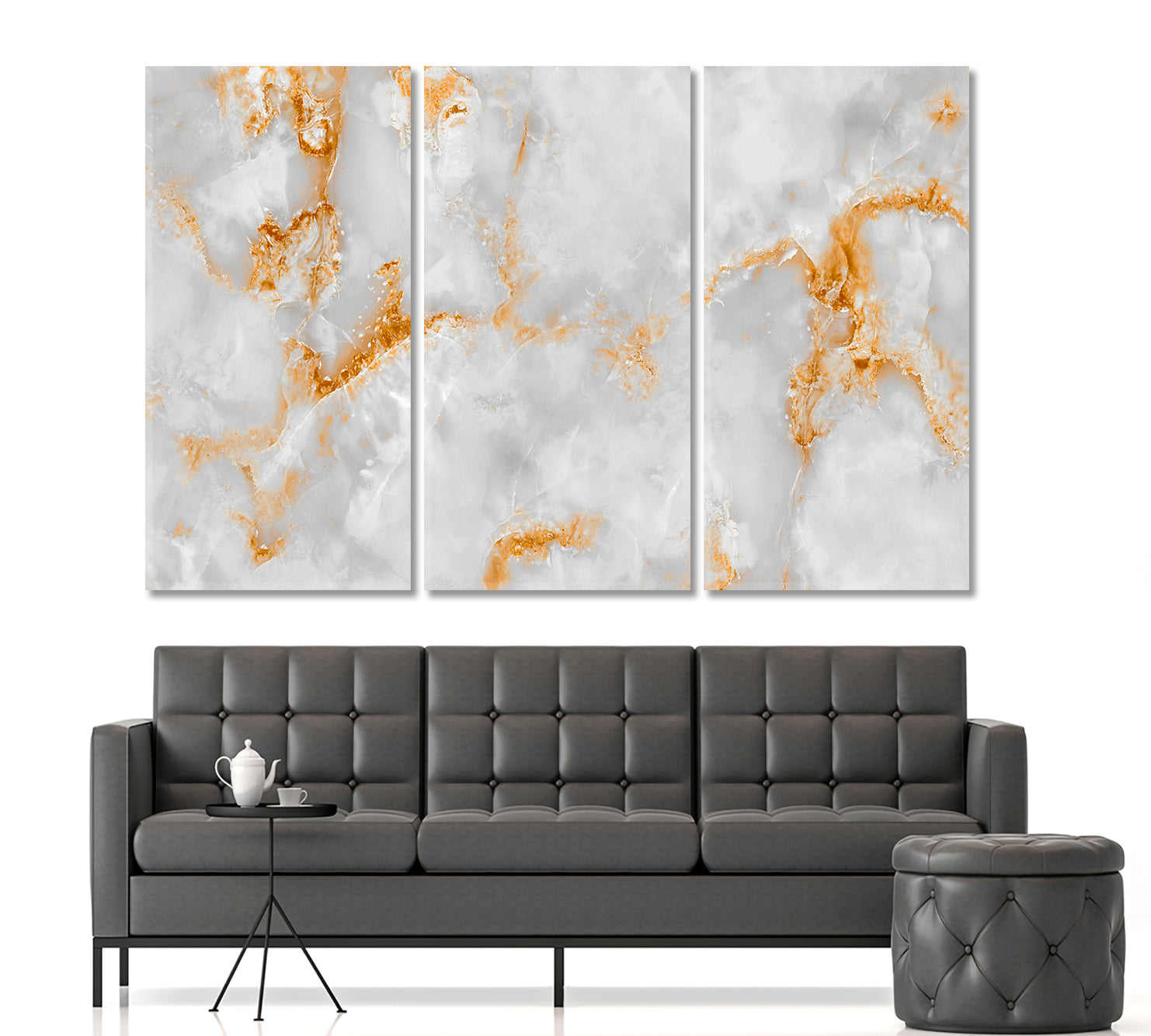 White Marble With Golden Veins Poster Fluid Art, Oriental Marbling Canvas Print Artesty   