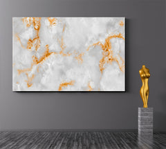 White Marble With Golden Veins Poster Fluid Art, Oriental Marbling Canvas Print Artesty 1 panel 24" x 16" 