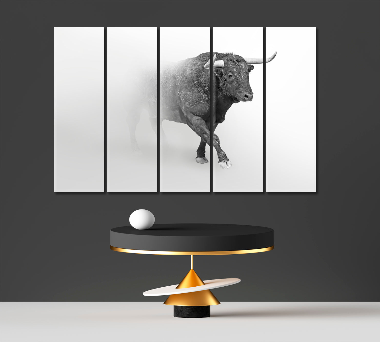 BULL IN THE MIST Wildlife Art Animal Grayscale Photo Poster Wild Life Framed Art Artesty   