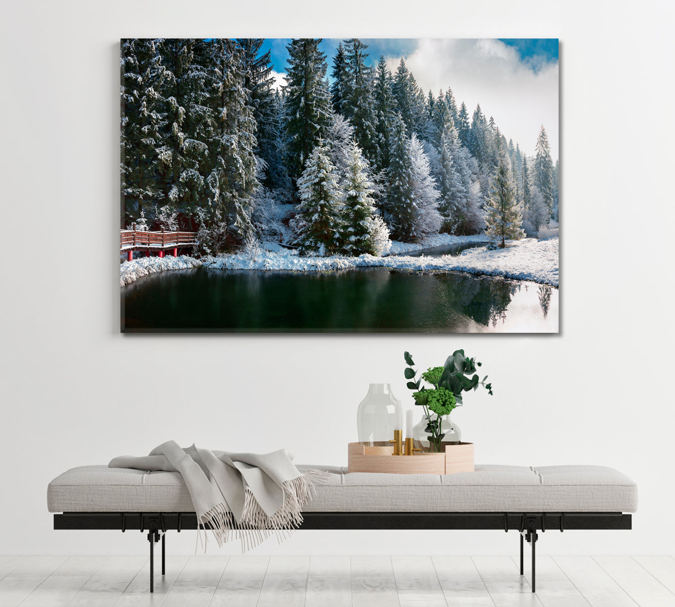 Snowy Pine Trees Poster Scenery Landcape Artesty   