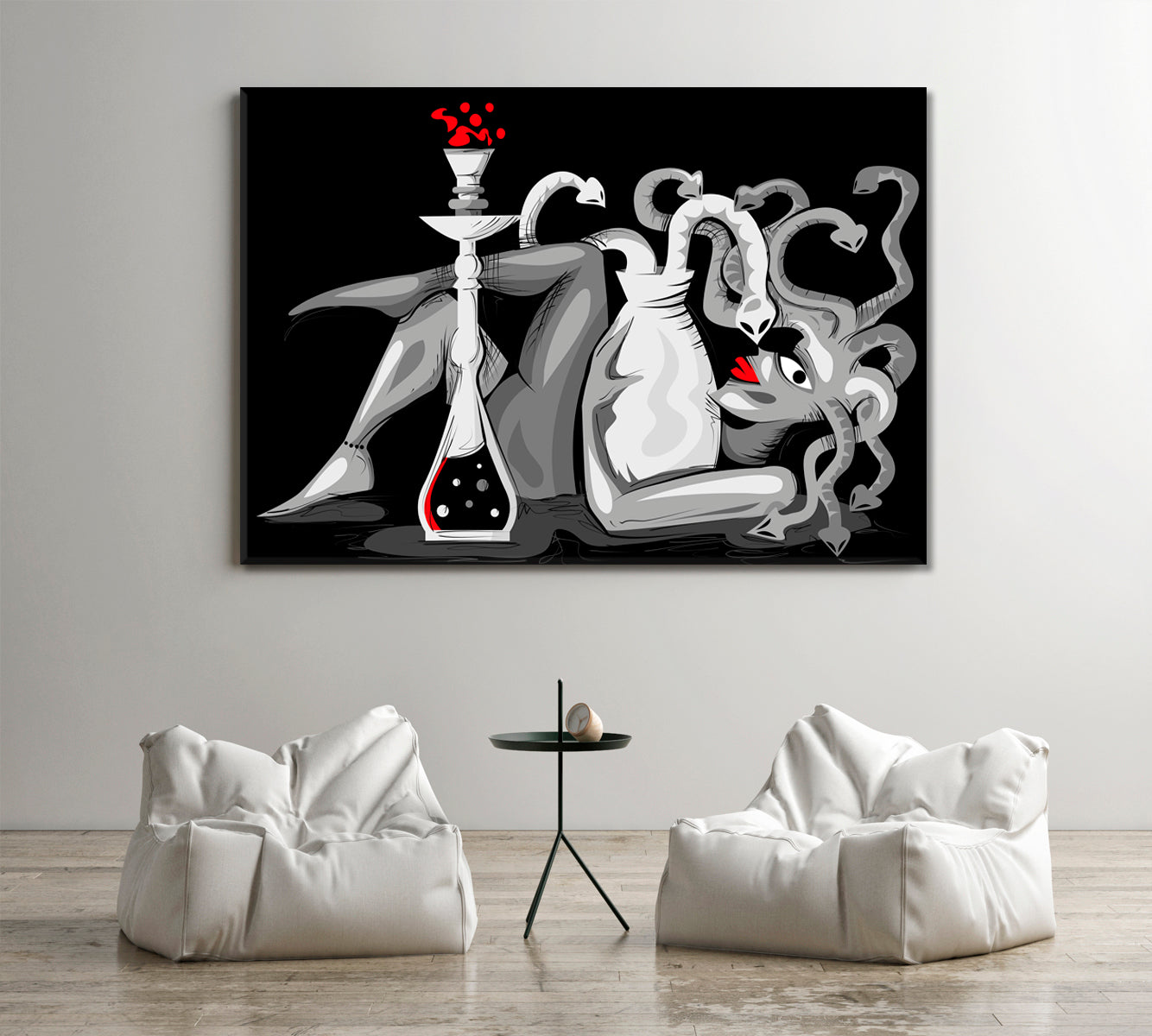 Abstract Woman Snake Head With Hookah Modern Artwork Abstract Art Print Artesty   