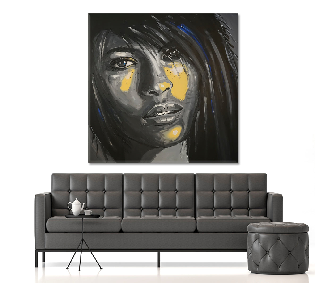 ABSTRACT REALISM Beautiful Woman Face Grunge Style Art | Square People Portrait Wall Hangings Artesty   