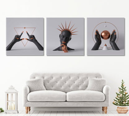 THINKING QUEEN Body Parts Contemporary Abstract Minimal Art Design Set of 3 Photo Art Artesty   