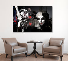 Mysterious Glamour Princess White Mask Crown Screaming Man Surreal Art Surreal Fantasy Large Art Print Décor Artesty   