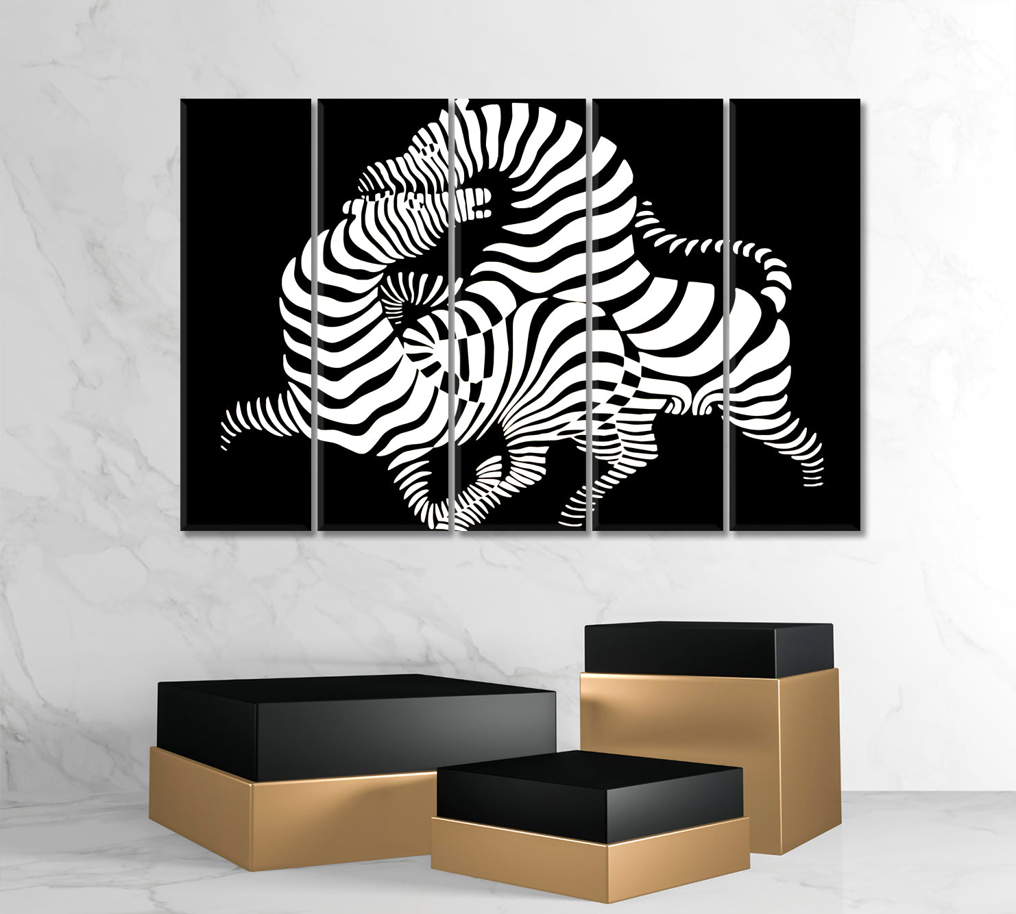 IN LOVE Twisted Zebras Vasarely Style Tricky Optical Illusion Op-art Contemporary Art Artesty   