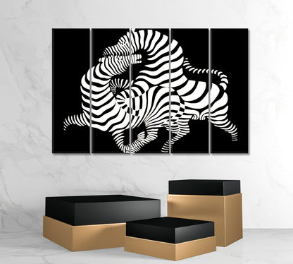 IN LOVE Twisted Zebras Vasarely Style Tricky Optical Illusion Op-art Contemporary Art Artesty   