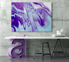 AQUA AND LAVENDER Acrylic Mix Abstract Colorful Marble Splash Fluid Fluid Art, Oriental Marbling Canvas Print Artesty   