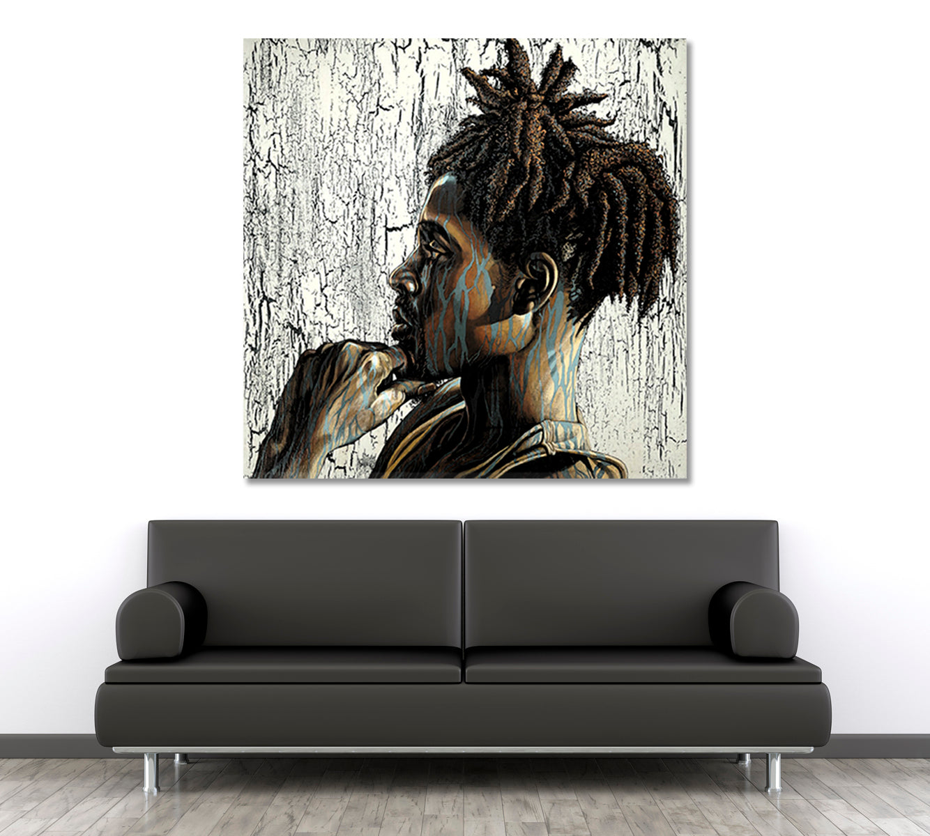 Modern Black Art African Man Grunge Stylized Portrait Canvas Print Artesty   