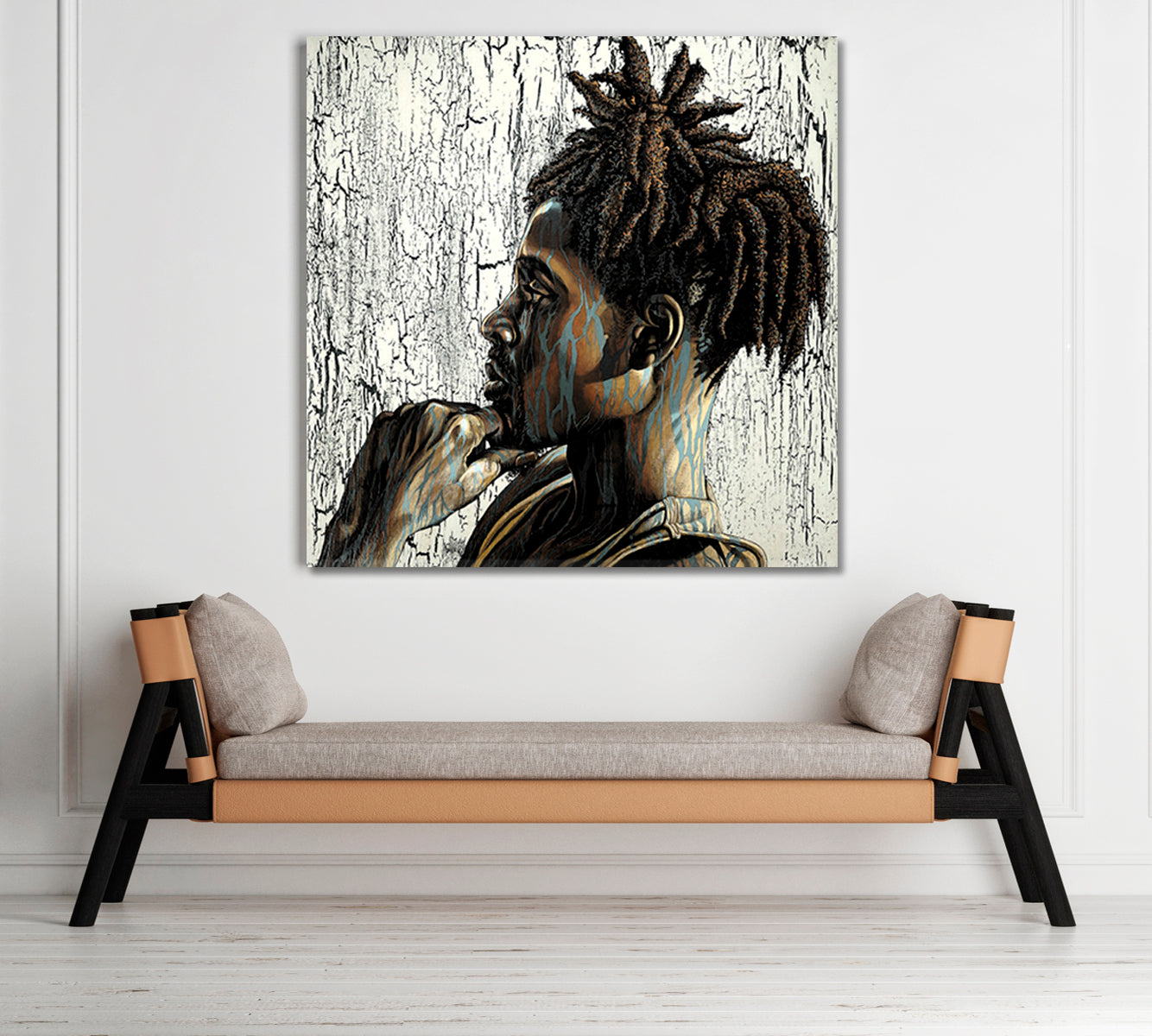 Modern Black Art African Man Grunge Stylized Portrait Canvas Print Artesty   