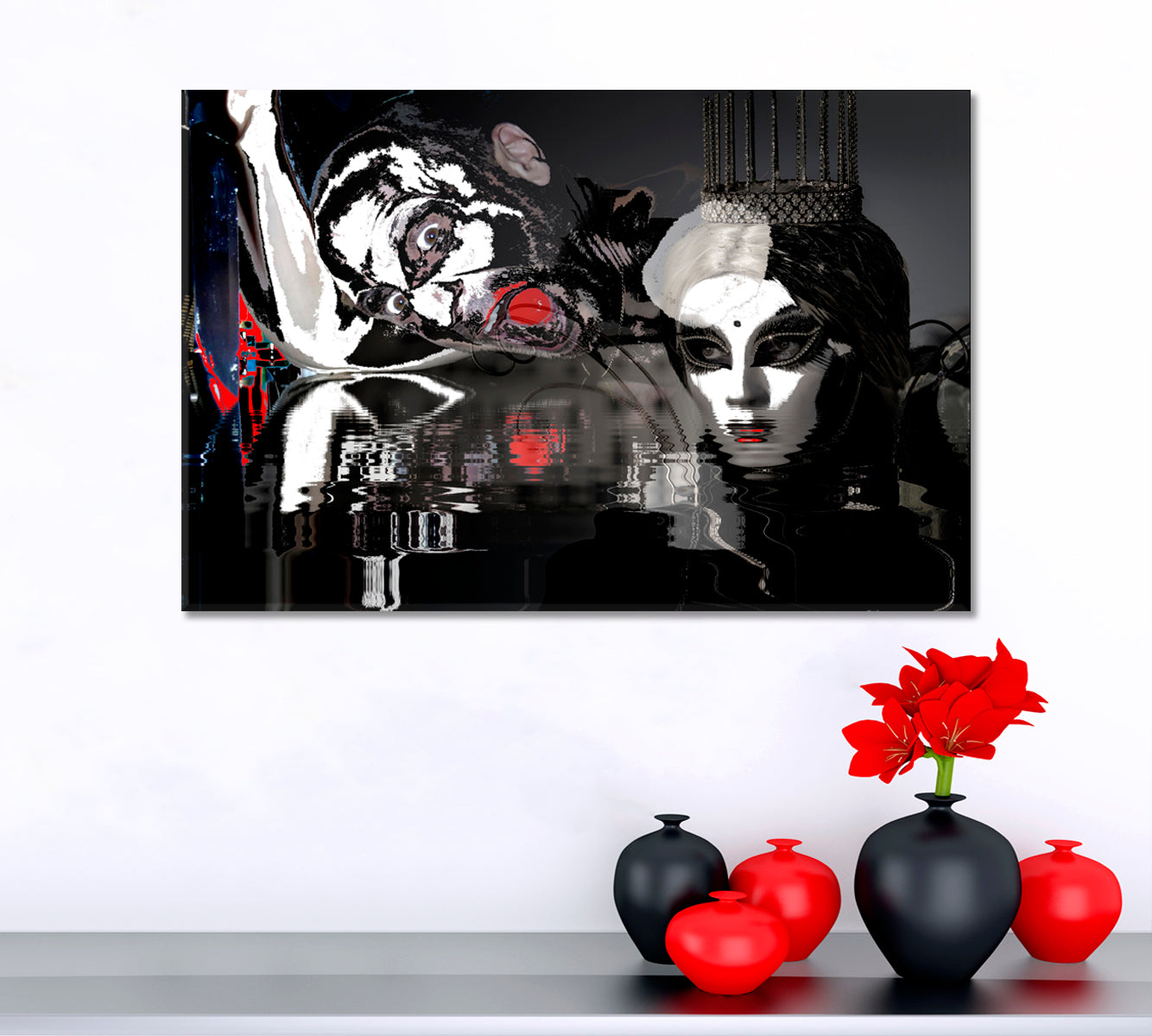 Mysterious Glamour Princess White Mask Crown Screaming Man Surreal Art Surreal Fantasy Large Art Print Décor Artesty   