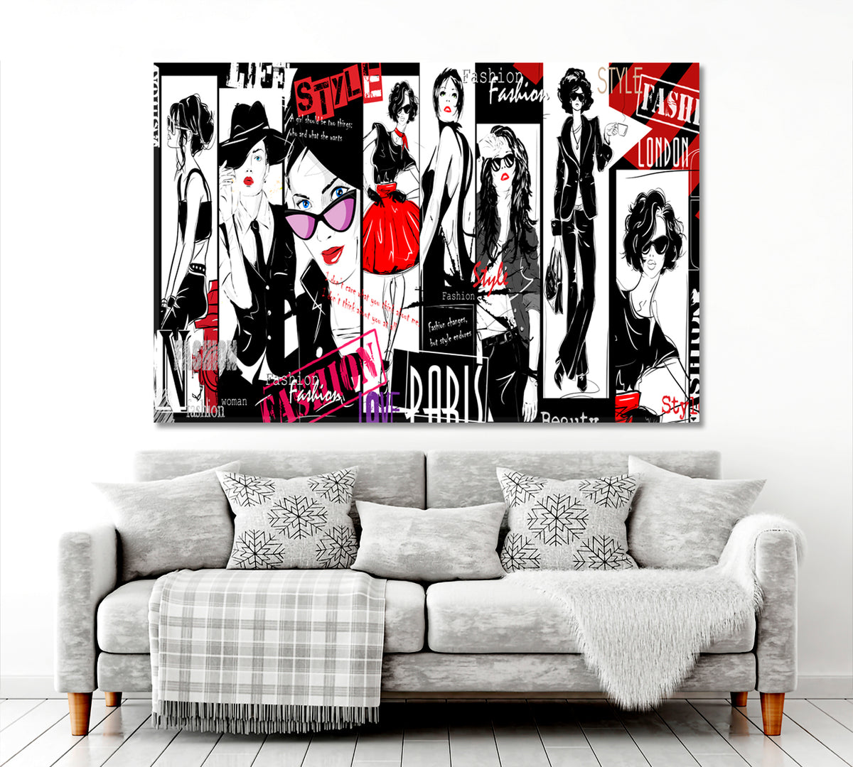 Fashion Girls Style Collage Trendy Poster Beauty Salon Artwork Prints Artesty 1 panel 24" x 16" 