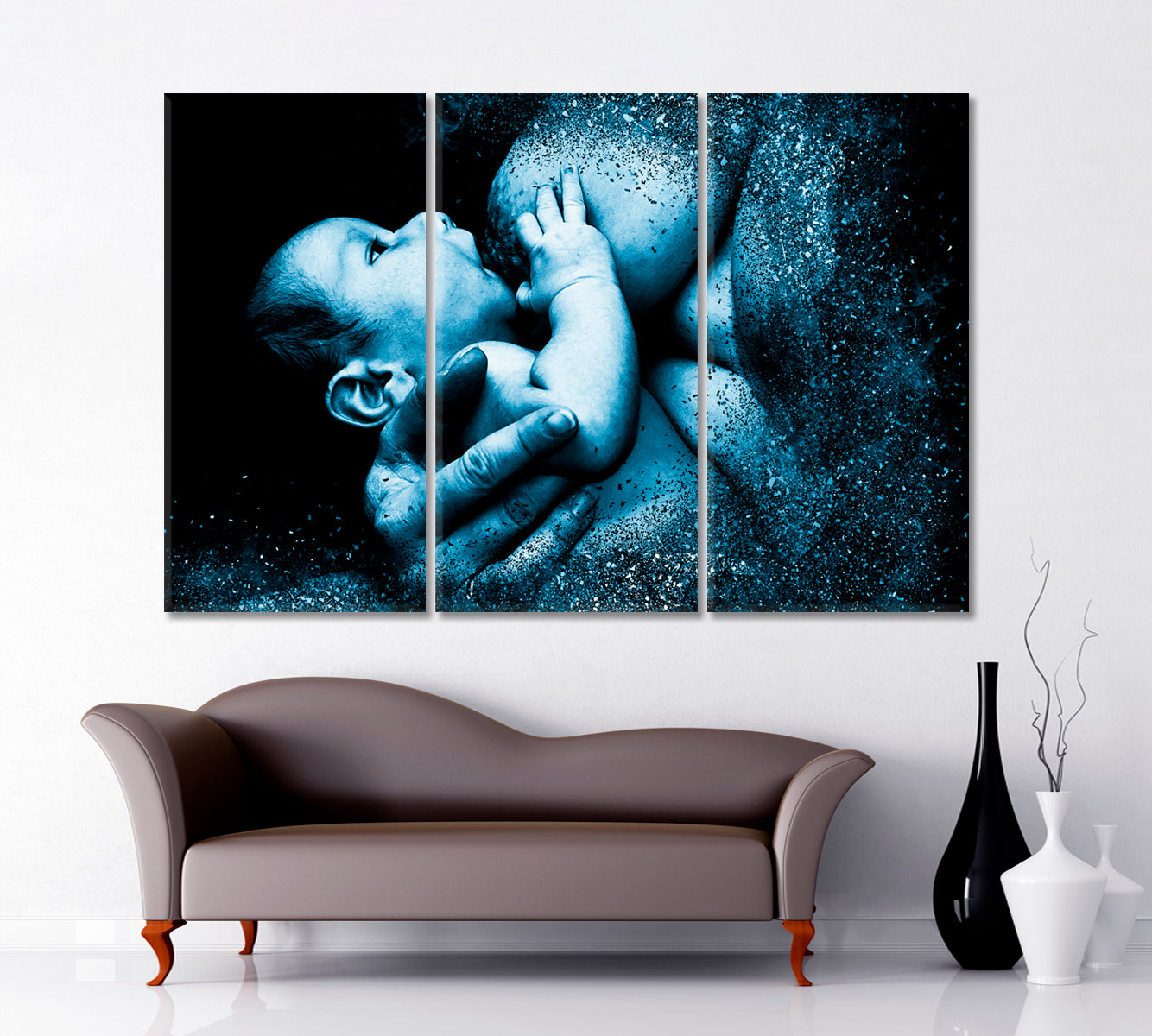 MOTHER AND CHILD Sweet Baby Photo Art Artesty 3 panels 36" x 24" 
