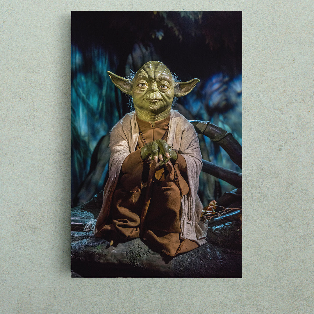 Jedi Master Yoga Dagobah Star Wars Peaceful Meditating Giclée Canvas | Vertical TV, Cartoons Wall Art Canvas Artesty 1 Panel 16"x24" 