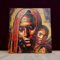 MOTHER AND CHILD Grunge Style Fine Art Abstract Expressionism | Square Fine Art Artesty   
