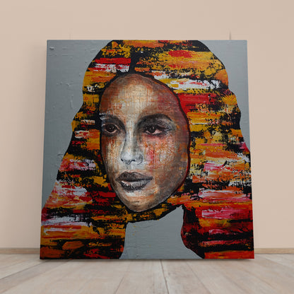 ABSTRACT Fine Art Portrait Woman Grunge Graffiti Style | S People Portrait Wall Hangings Artesty 1 Panel 12"x12" 