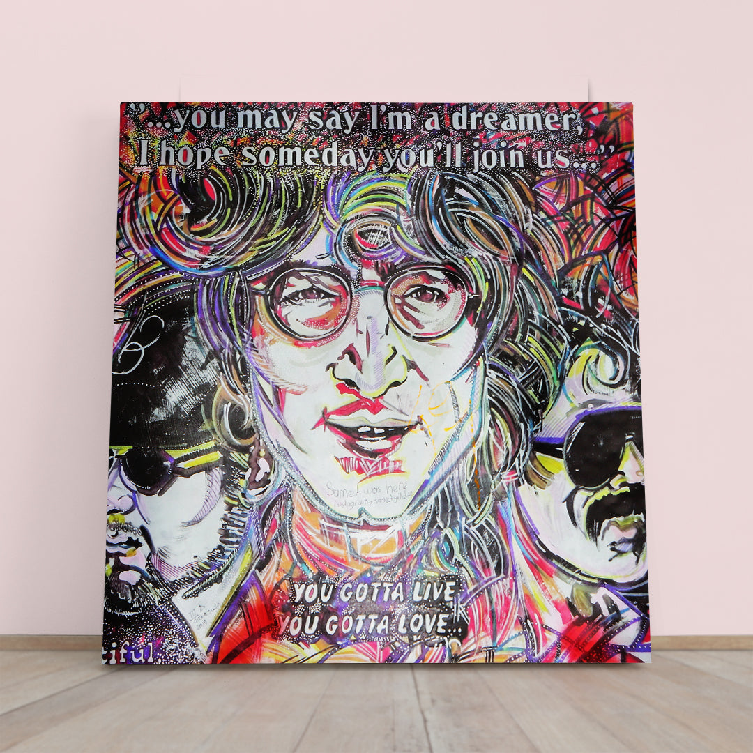 John Lennon Inspired Lyrics from Beatles Songs Street Art - S Street Art Canvas Print Artesty 1 Panel 12"x12" 