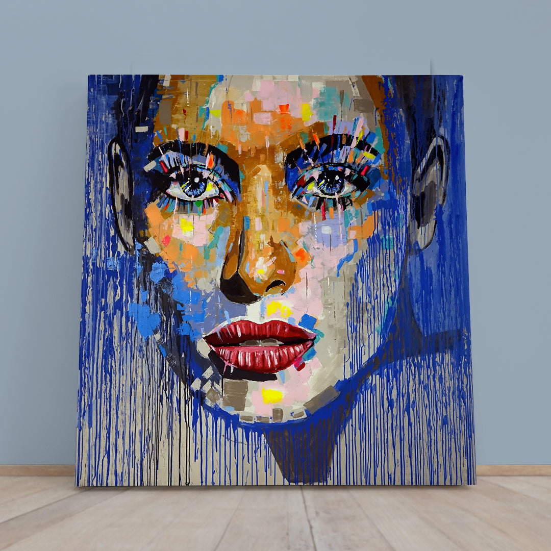 WOMAN Fine Art Modern Grunge Style Trendy | Square Contemporary Art Artesty 1 Panel 12"x12" 