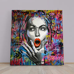 COLOR RANGE Fine Art Woman Modern Art Grunge Style Trendy | Square Contemporary Art Artesty   