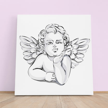 Little Angel Cupid, Wedding Large Poster, Valentines Day Wall Art Canvas Print | Square Panel Kids Room Canvas Art Print Artesty   