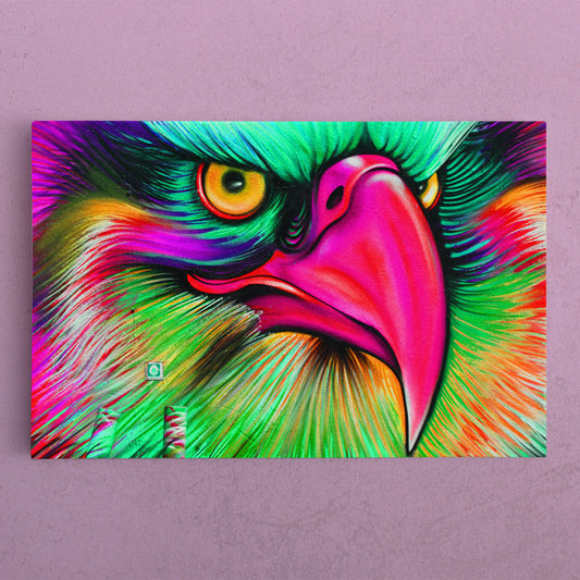 MONTREAL EAGLE Wall Street Art Abstract Vibrant Graffiti Animals Montreal Canada Canvas Print Animals Canvas Print Artesty 1 panel 24" x 16" 