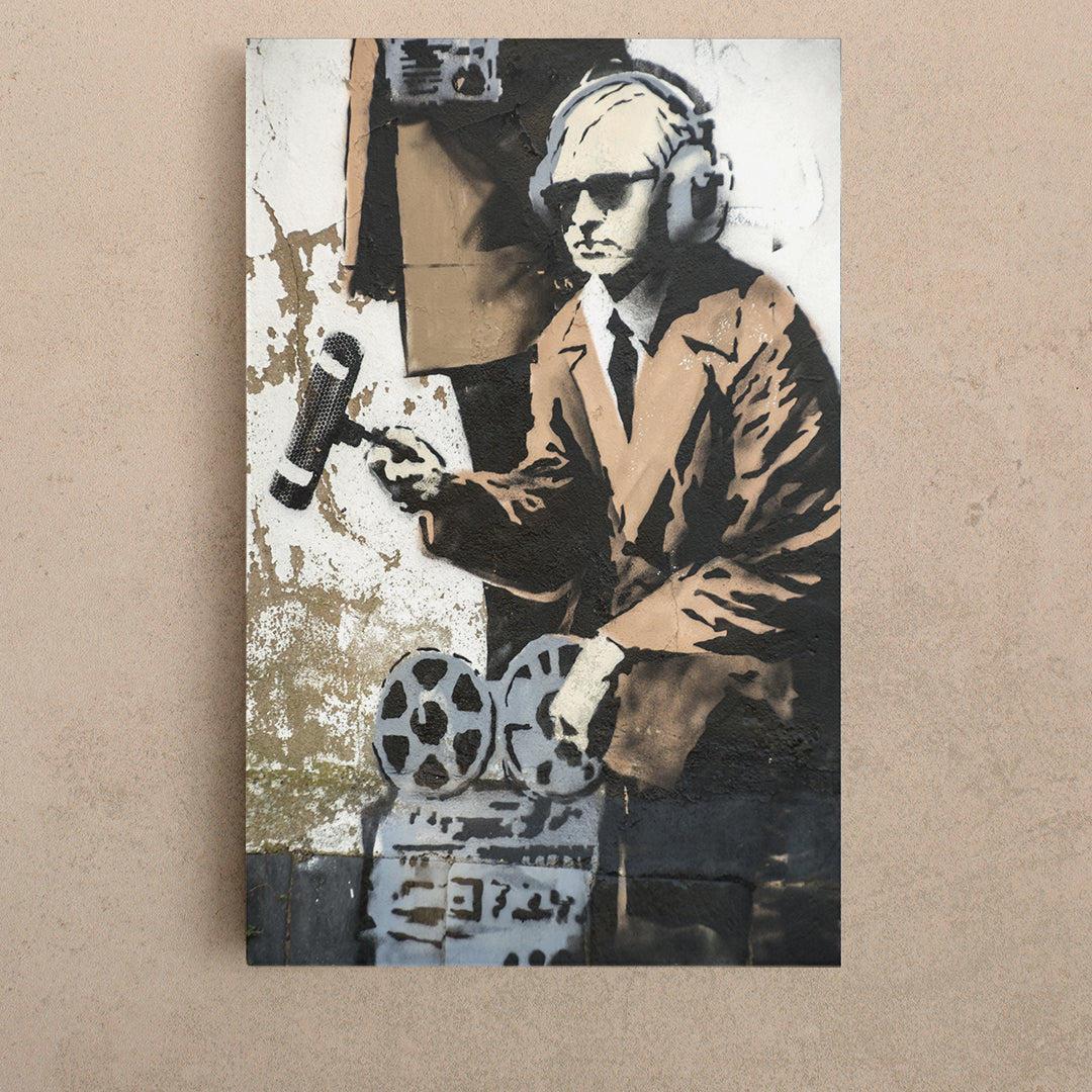 GCHQ THEME Banksy Style Street Art on Wall Cheltenham UK Popular Urban Graffiti Canvas Print - Vertical Street Art Canvas Print Artesty 1 Panel 16"x24" 