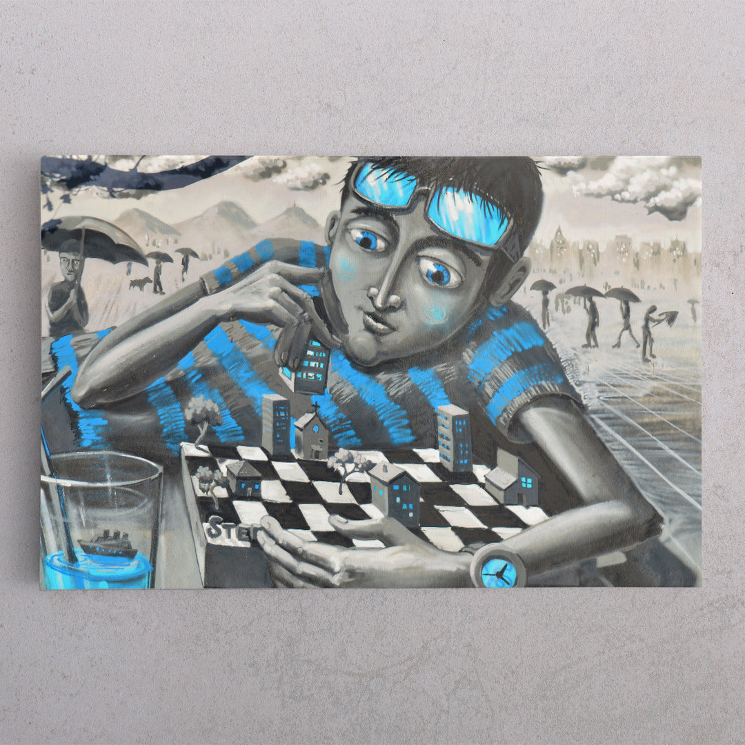 WORLD OF CHESS Life is Like a Chessboard Fantasy Graffiti Street Art Street Art Canvas Print Artesty   